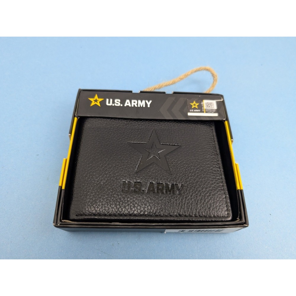 Official US Army Genuine Leather Wallet New RFID Protect Black Men Accessory